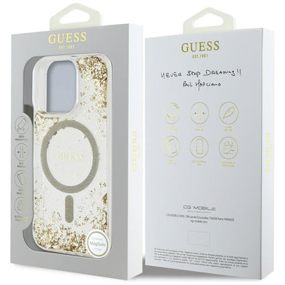 MagSafe cover til Apple iPhone 16 Pro, Guess, Resin Bottom Glitter, Gylden