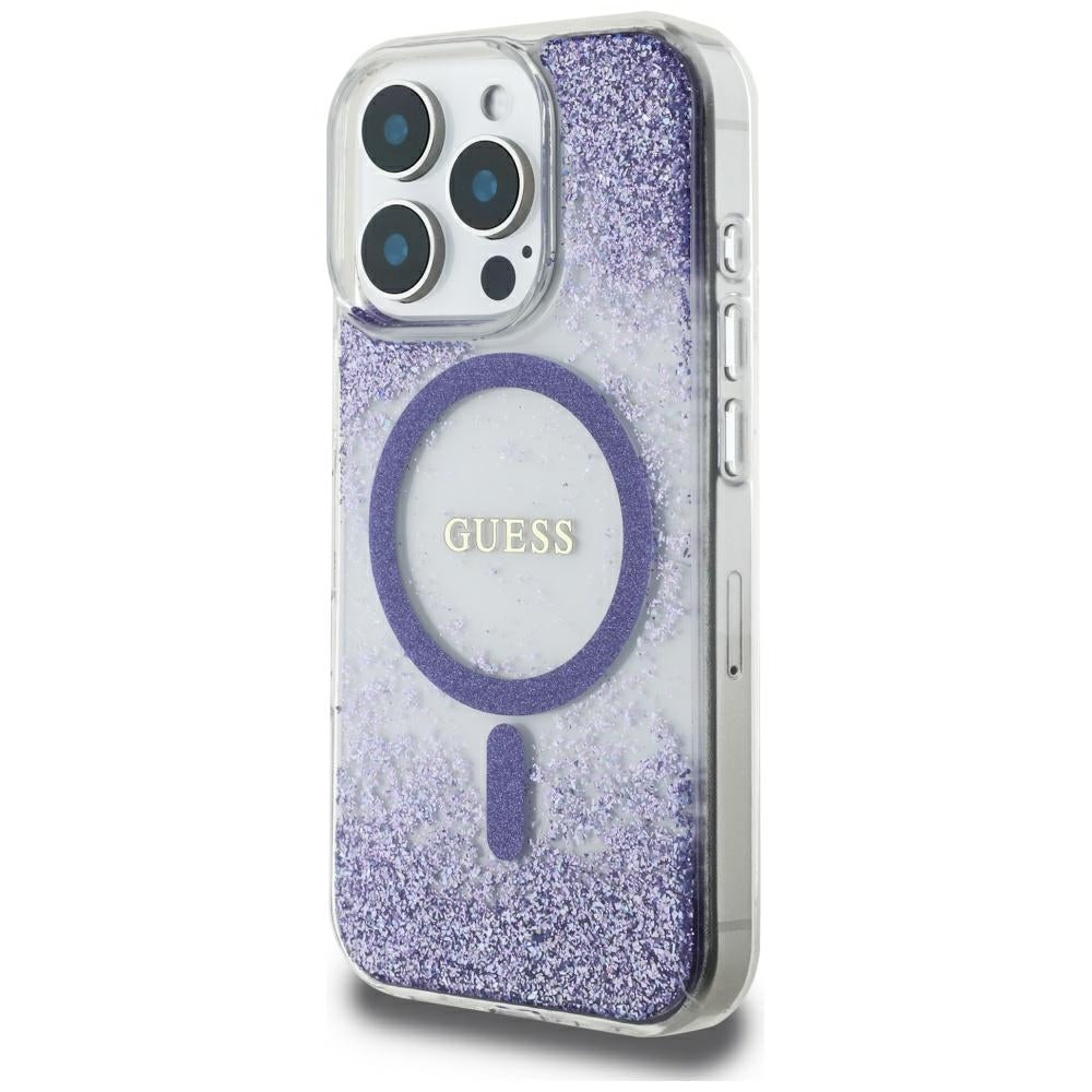 MagSafe cover til Apple iPhone 16 Pro, Guess, Resin Bottom Glitter, Lilla