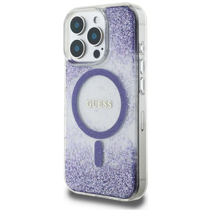MagSafe cover til Apple iPhone 16 Pro, Guess, Resin Bottom Glitter, Lilla