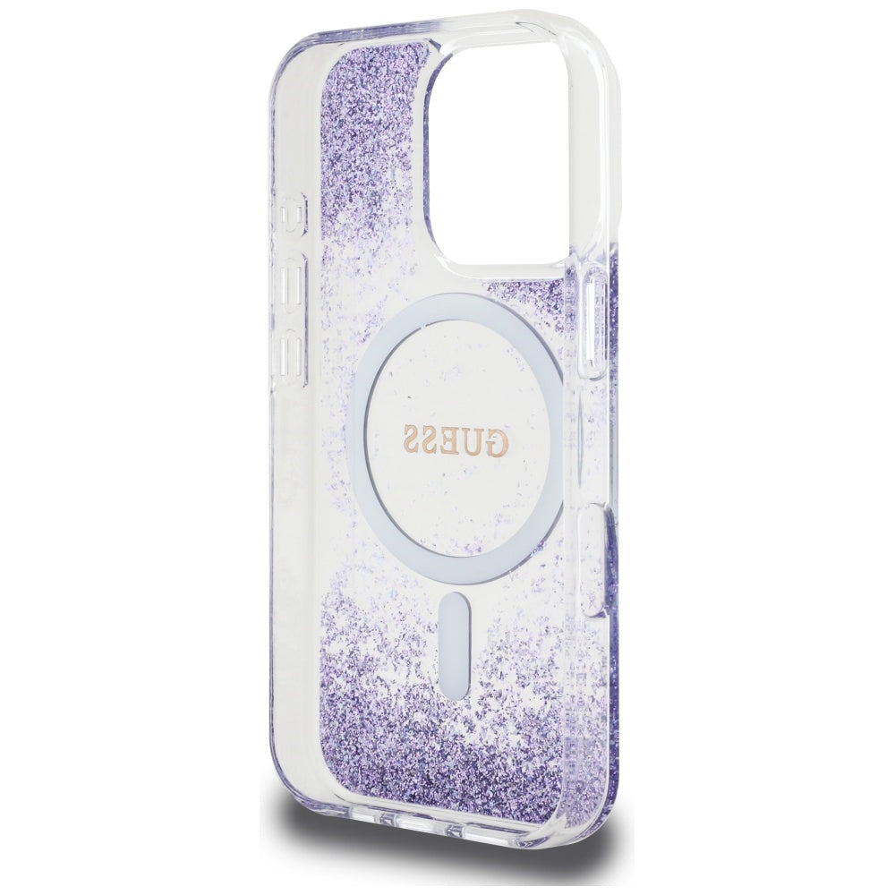 MagSafe cover til Apple iPhone 16 Pro, Guess, Resin Bottom Glitter, Lilla