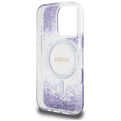 MagSafe cover til Apple iPhone 16 Pro, Guess, Resin Bottom Glitter, Lilla