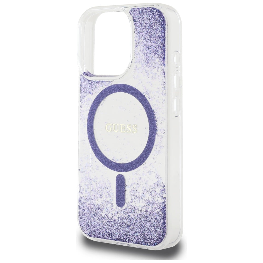 MagSafe cover til Apple iPhone 16 Pro, Guess, Resin Bottom Glitter, Lilla