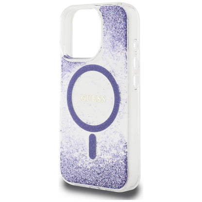 MagSafe cover til Apple iPhone 16 Pro, Guess, Resin Bottom Glitter, Lilla