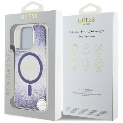 MagSafe cover til Apple iPhone 16 Pro, Guess, Resin Bottom Glitter, Lilla