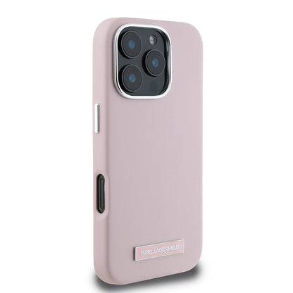 MagSafe cover til Apple iPhone 16 Pro, Karl Lagerfeld, FW Metal Plate, Pink