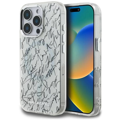MagSafe cover til Apple iPhone 16 Pro, Karl Lagerfeld, IML Karl Script Mønster, Hvid