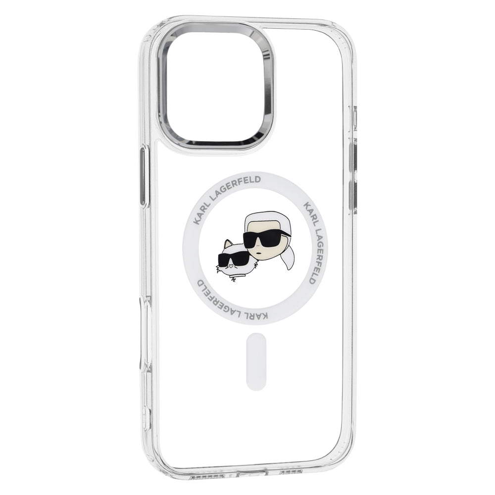 MagSafe cover til Apple iPhone 16 Pro, Karl Lagerfeld, IML Metal Karl & Choupette's Heads, Hvid