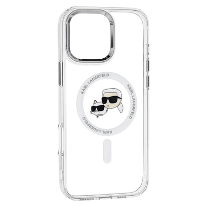 MagSafe cover til Apple iPhone 16 Pro, Karl Lagerfeld, IML Metal Karl & Choupette's Heads, Hvid