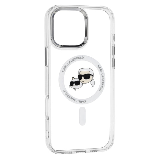 MagSafe cover til Apple iPhone 16 Pro, Karl Lagerfeld, IML Metal Karl & Choupette's Heads, Hvid