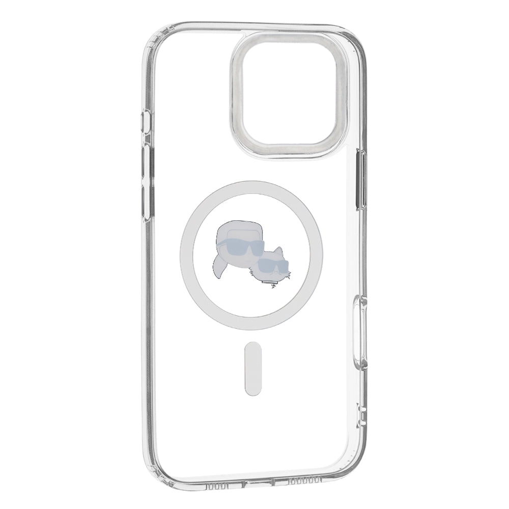 MagSafe cover til Apple iPhone 16 Pro, Karl Lagerfeld, IML Metal Karl & Choupette's Heads, Hvid
