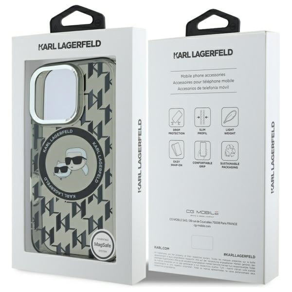 MagSafe cover til Apple iPhone 16 Pro, Karl Lagerfeld, IML Monogram Karl & Choupette's Heads, Sort