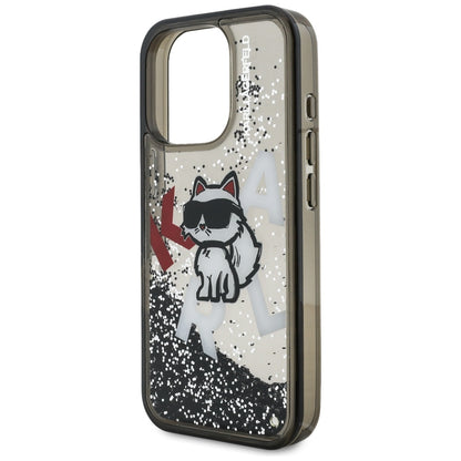 MagSafe cover til Apple iPhone 16 Pro, Karl Lagerfeld, Liquid Glitter Choupette Logo, Sort