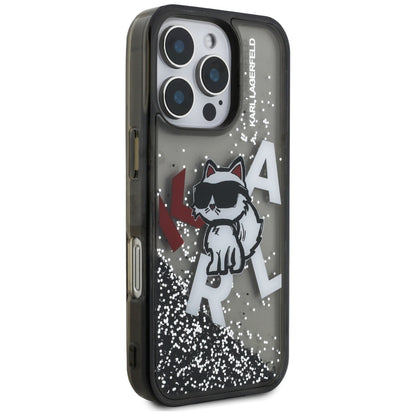MagSafe cover til Apple iPhone 16 Pro, Karl Lagerfeld, Liquid Glitter Choupette Logo, Sort