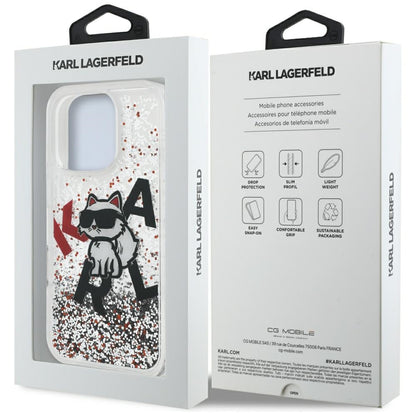 MagSafe cover til Apple iPhone 16 Pro, Karl Lagerfeld, Liquid Glitter Choupette Logo, Transparent