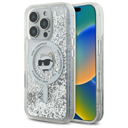 MagSafe cover til Apple iPhone 16 Pro, Karl Lagerfeld, Liquid Glitter Choupette's Head, Transparent