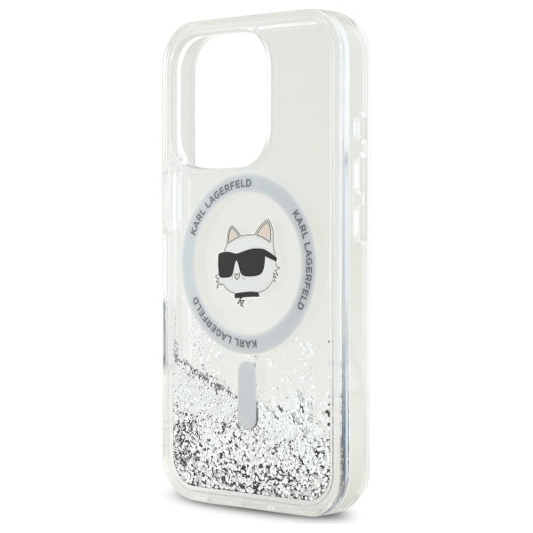 MagSafe cover til Apple iPhone 16 Pro, Karl Lagerfeld, Liquid Glitter Choupette's Head, Transparent