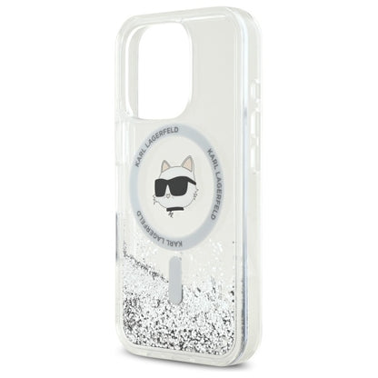 MagSafe cover til Apple iPhone 16 Pro, Karl Lagerfeld, Liquid Glitter Choupette's Head, Transparent