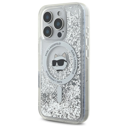 MagSafe cover til Apple iPhone 16 Pro, Karl Lagerfeld, Liquid Glitter Choupette's Head, Transparent