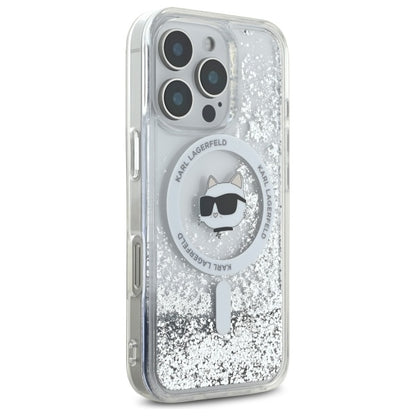 MagSafe cover til Apple iPhone 16 Pro, Karl Lagerfeld, Liquid Glitter Choupette's Head, Transparent