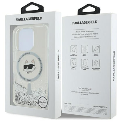 MagSafe cover til Apple iPhone 16 Pro, Karl Lagerfeld, Liquid Glitter Choupette's Head, Transparent