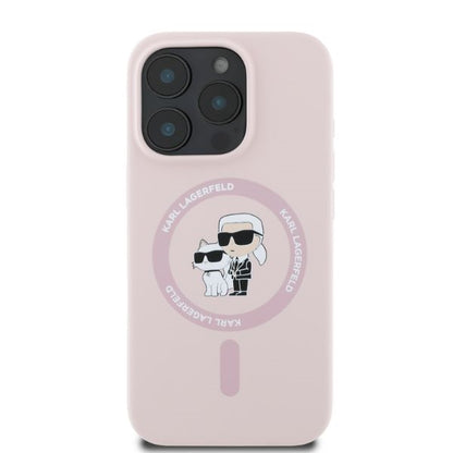 MagSafe cover til Apple iPhone 16 Pro, Karl Lagerfeld, Silicone Ring Karl & Choupette, Pink