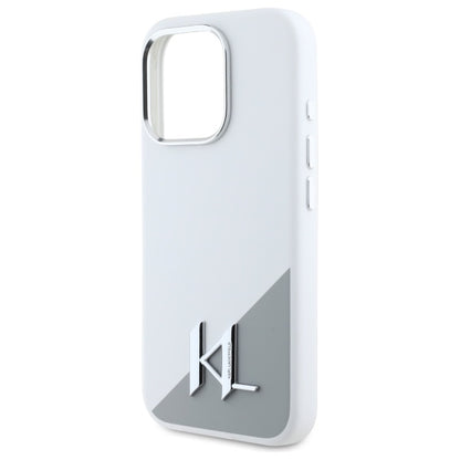 MagSafe cover til Apple iPhone 16 Pro, Karl Lagerfeld, Silicone Shadow Metal Initial, Hvid