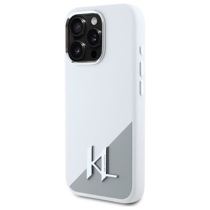 MagSafe cover til Apple iPhone 16 Pro, Karl Lagerfeld, Silicone Shadow Metal Initial, Hvid
