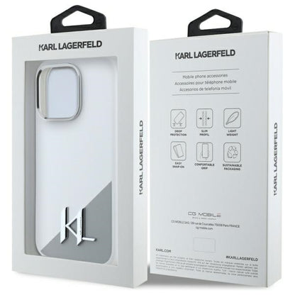 MagSafe cover til Apple iPhone 16 Pro, Karl Lagerfeld, Silicone Shadow Metal Initial, Hvid