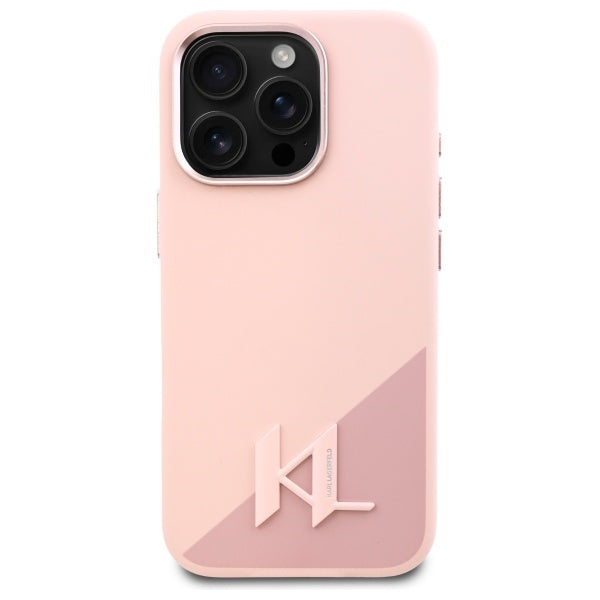 MagSafe cover til Apple iPhone 16 Pro, Karl Lagerfeld, Silicone Shadow Metal Initial, Pink