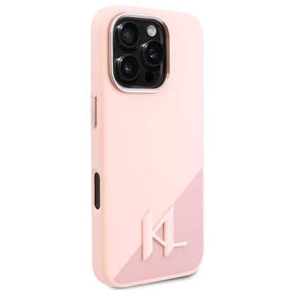 MagSafe cover til Apple iPhone 16 Pro, Karl Lagerfeld, Silicone Shadow Metal Initial, Pink