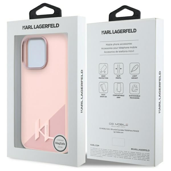 MagSafe cover til Apple iPhone 16 Pro, Karl Lagerfeld, Silicone Shadow Metal Initial, Pink