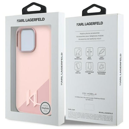 MagSafe cover til Apple iPhone 16 Pro, Karl Lagerfeld, Silicone Shadow Metal Initial, Pink