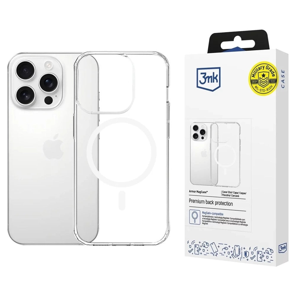 MagSafe-etui til Apple iPhone 16 Pro Max, 3MK, Armor MagCase, Transparent