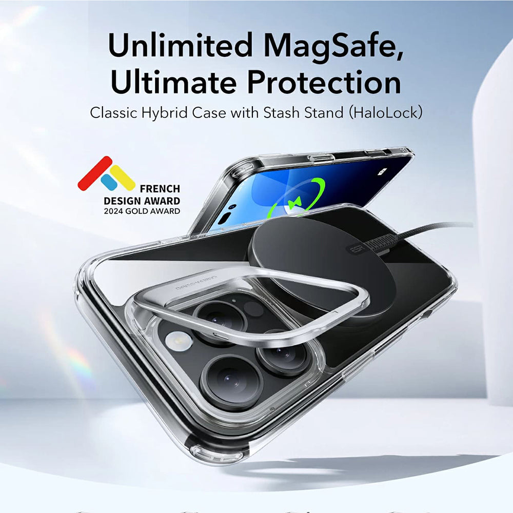MagSafe cover til Apple iPhone 16 Pro Max, ESR, Classic Hybrid Kickstand, Satin Sort
