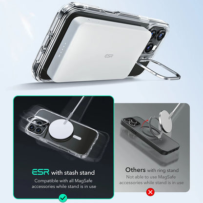 MagSafe cover til Apple iPhone 16 Pro Max, ESR, Classic Hybrid Kickstand, Sort Transparent