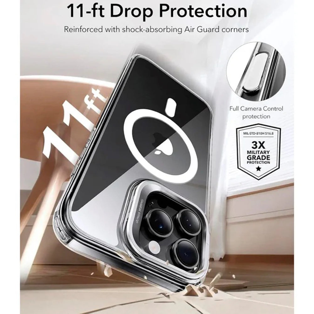 MagSafe cover til Apple iPhone 16 Pro Max, ESR, Classic Hybrid Kickstand Slide, Transparent