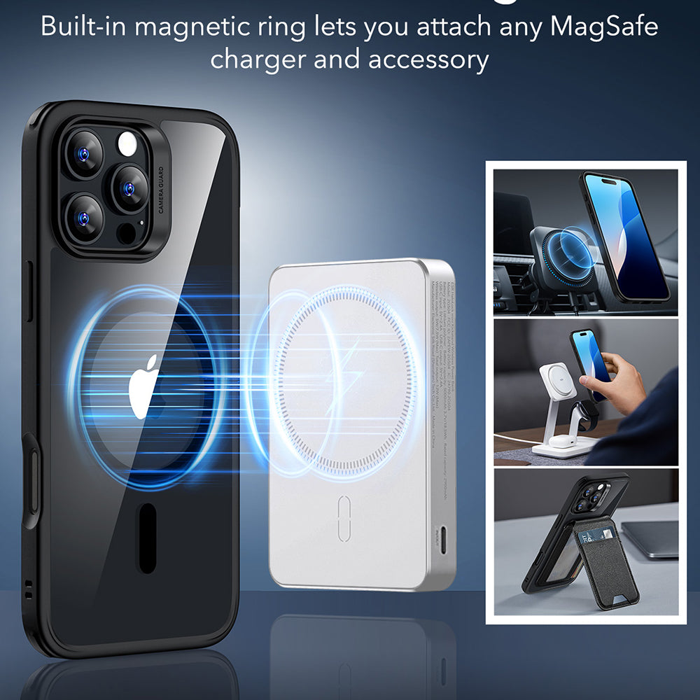 MagSafe cover til Apple iPhone 16 Pro Max, ESR, Classic Hybrid, Sort Transparent
