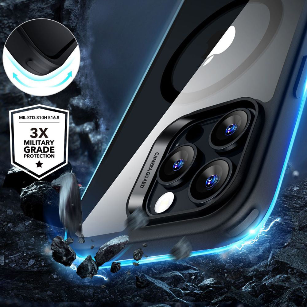 MagSafe cover til Apple iPhone 16 Pro Max, ESR, Classic Hybrid med skærmbeskytter, Sort Transparent