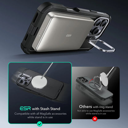 MagSafe-etui til Apple iPhone 16 Pro Max, ESR, Cyber Armor Kickstand, Sort
