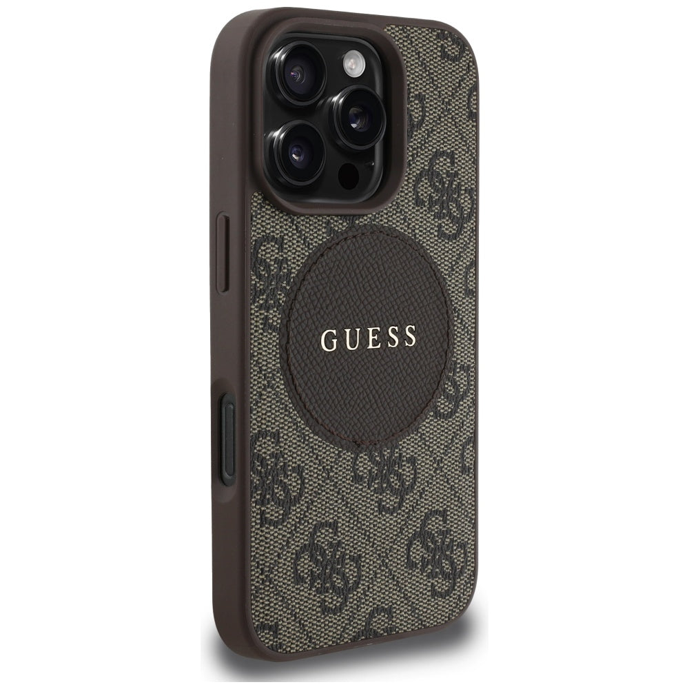 MagSafe cover til Apple iPhone 16 Pro Max, Guess, 4G Circle Classic Logo, Brun