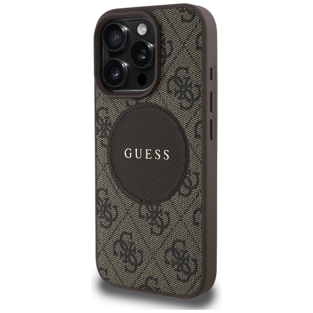 MagSafe cover til Apple iPhone 16 Pro Max, Guess, 4G Circle Classic Logo, Brun