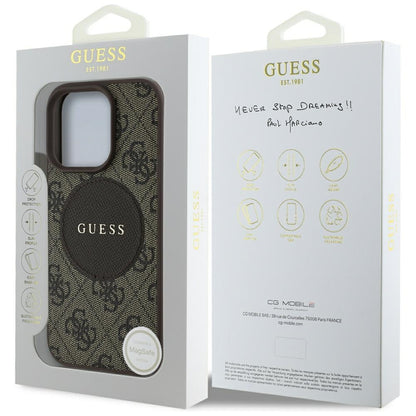 MagSafe cover til Apple iPhone 16 Pro Max, Guess, 4G Circle Classic Logo, Brun