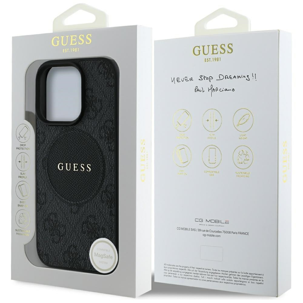 MagSafe cover til Apple iPhone 16 Pro Max, Guess, 4G Circle Classic Logo, Sort
