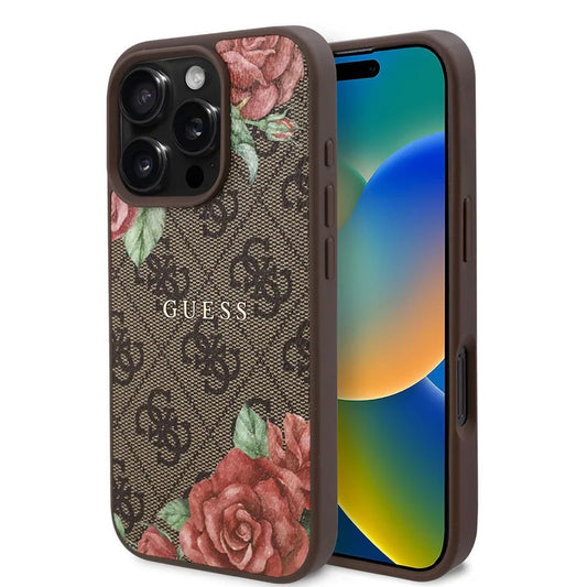 MagSafe cover til Apple iPhone 16 Pro Max, Guess, 4G Flowers Print, Brun