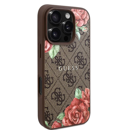 MagSafe cover til Apple iPhone 16 Pro Max, Guess, 4G Flowers Print, Brun