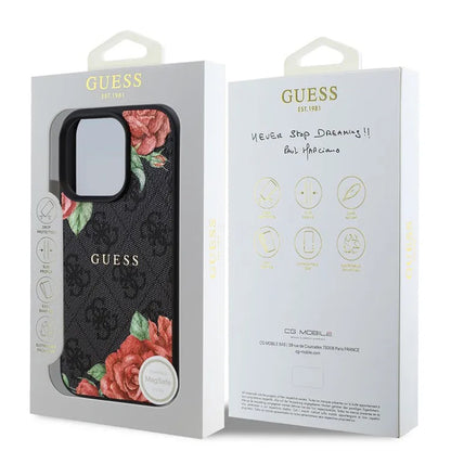 MagSafe cover til Apple iPhone 16 Pro Max, Guess, 4G Flowers Print, Sort