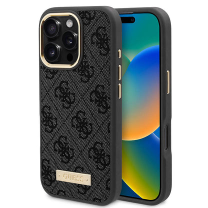 MagSafe cover til Apple iPhone 16 Pro Max, Guess, 4G Logo Plate, Sort