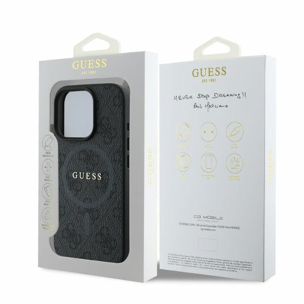 MagSafe cover til Apple iPhone 16 Pro Max, Guess, 4G Ring Classic Logo, Sort