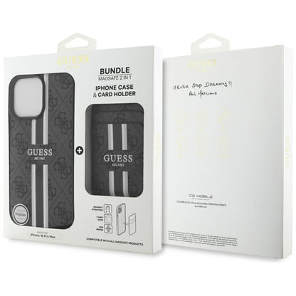 MagSafe cover til Apple iPhone 16 Pro Max, Guess, Cardslot 4G Stripes, Sort