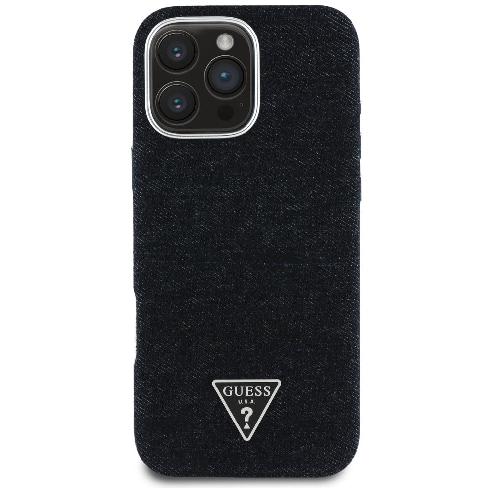 MagSafe cover til Apple iPhone 16 Pro Max, Guess, Denim Triangle Logo, Sort